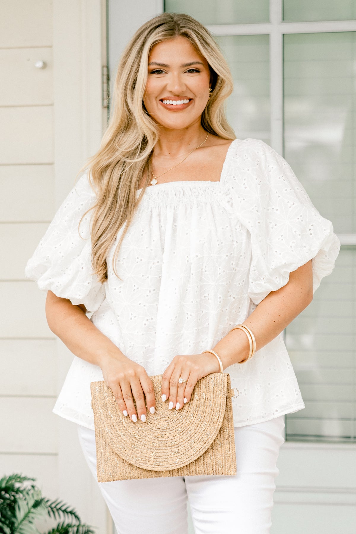 Cozy Love Top, White Eyelet – Chic Soul