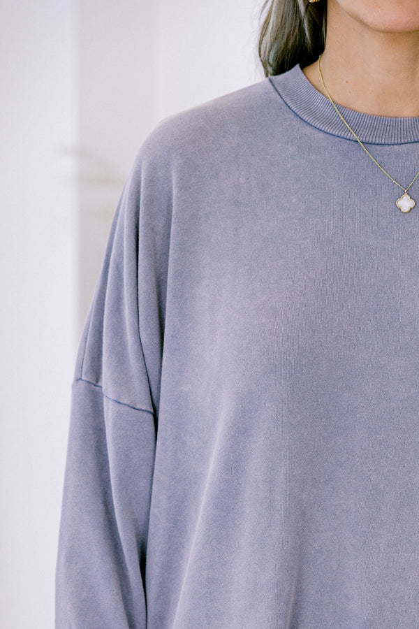 Chic Soul plus size clothing, gray crew neck pullover