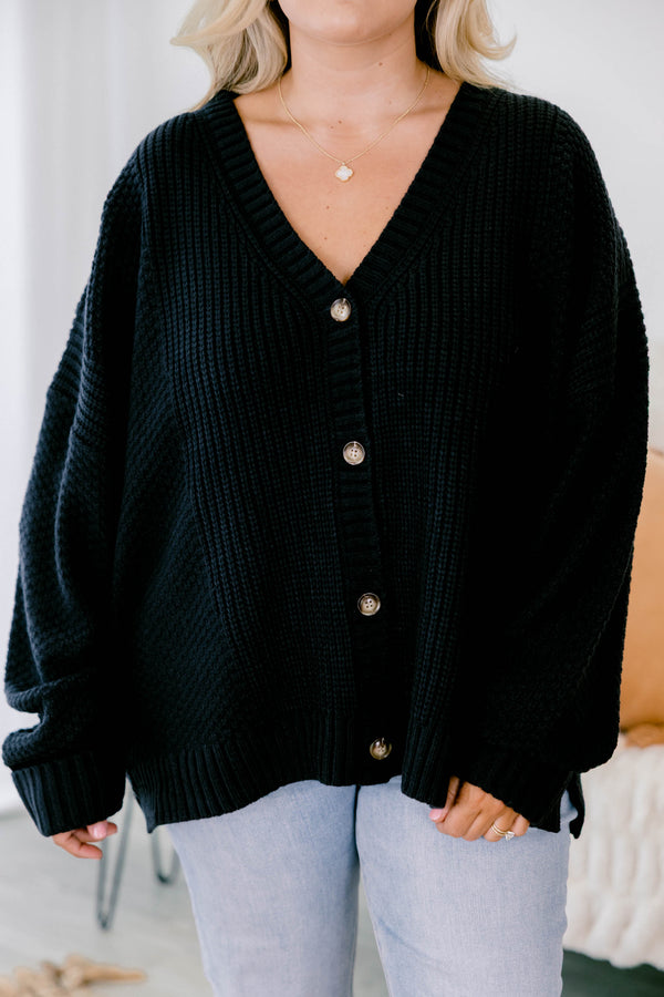 Chic Soul plus size clothing, navy blue, long sleeve, knit, button up, v-neck, cardigan