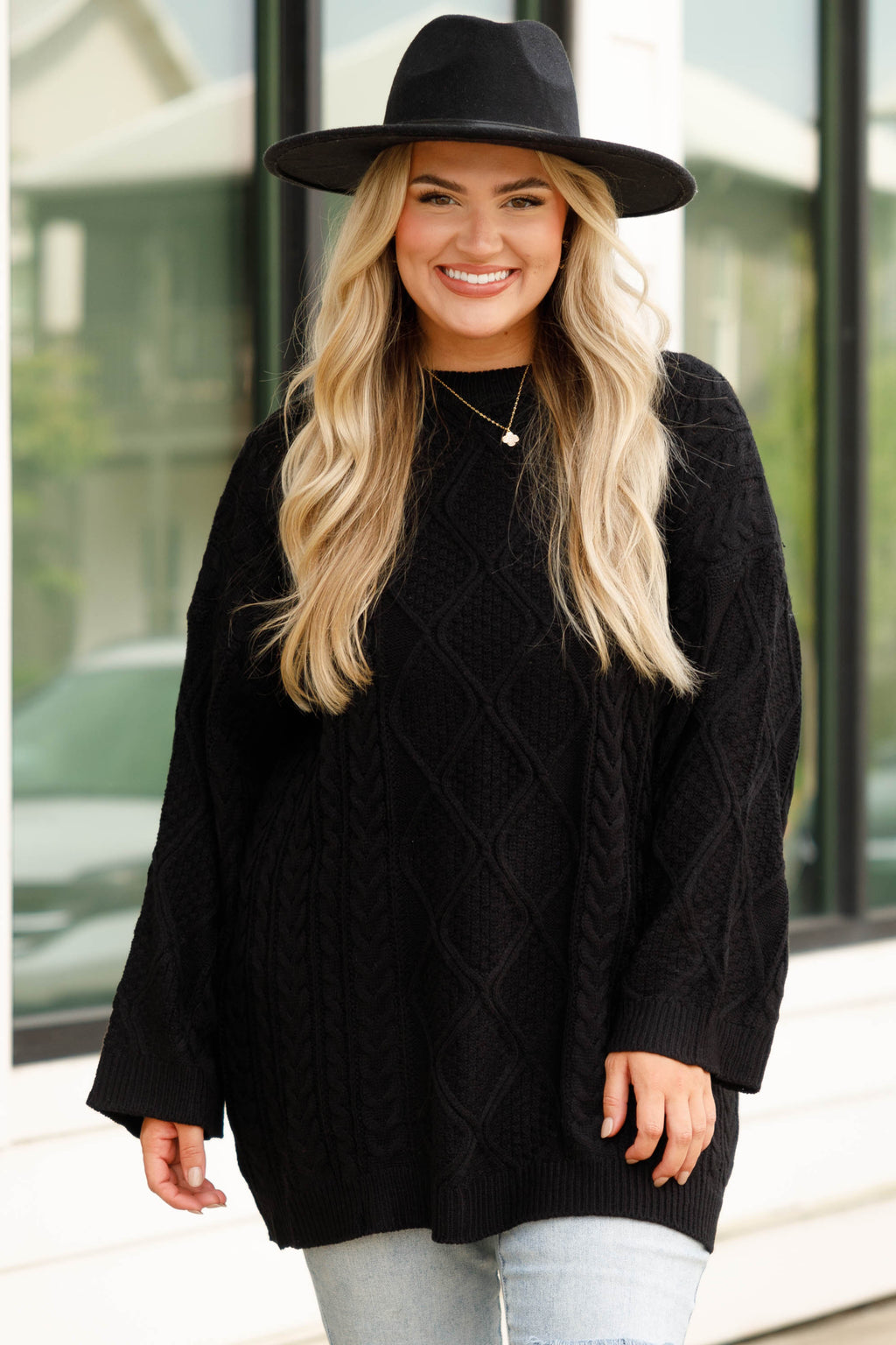 Oversized black 2024 sweater plus size