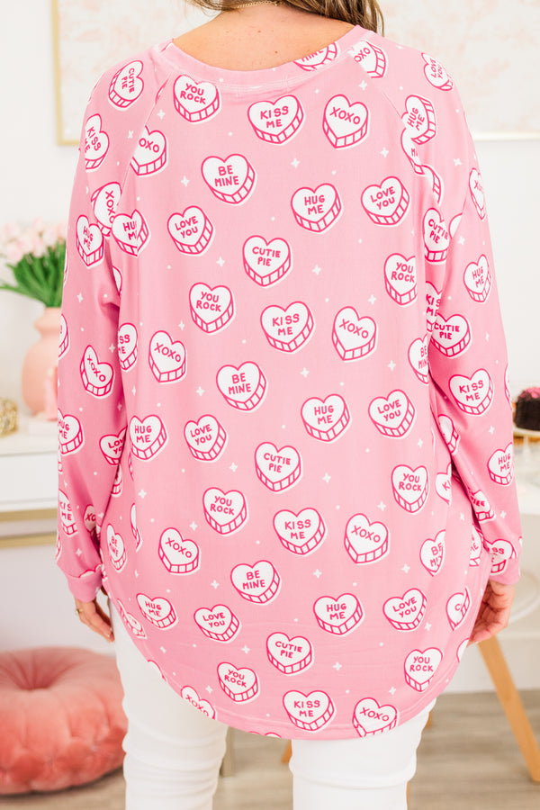 Curved Hem Slouchy Dolman Tunic, Cutie Pie Kisses