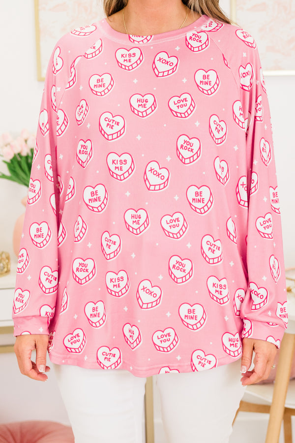 Curved Hem Slouchy Dolman Tunic, Cutie Pie Kisses