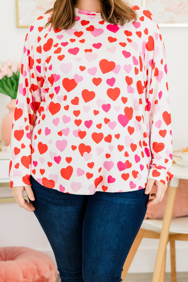 Curved Hem Slouchy Dolman Tunic, Valentine Wishes