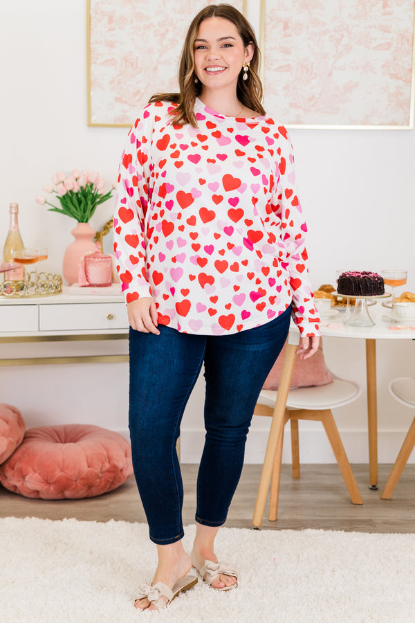 Curved Hem Slouchy Dolman Tunic, Valentine Wishes