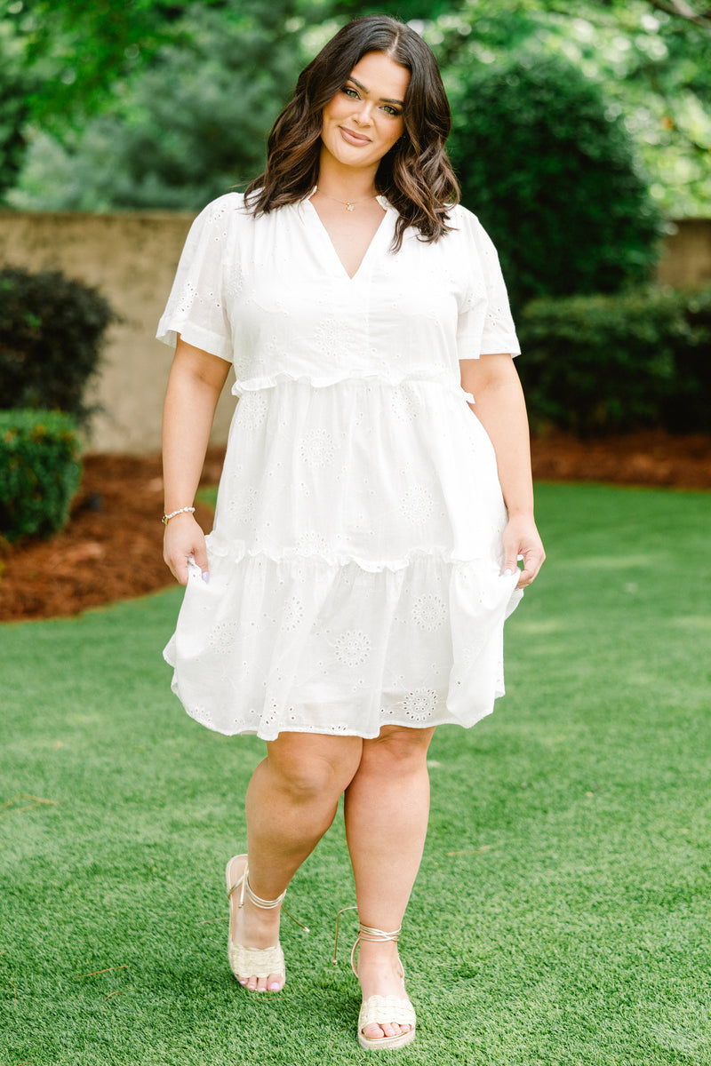 Women's Daffodils and Daydreams Dress, White | Size: 3X By Chic Soul Women's Daffodils and Daydreams Dress, White | Size: 3X By Chic Soul