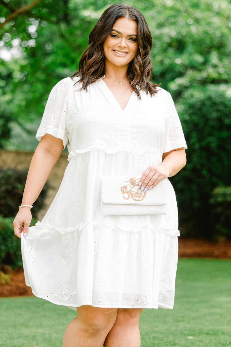 Women's Daffodils and Daydreams Dress, White | Size: 3X By Chic Soul Women's Daffodils and Daydreams Dress, White | Size: 3X By Chic Soul