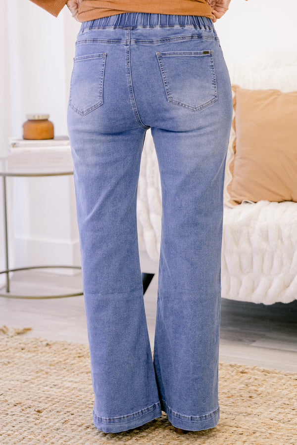 Chic Soul plus size medium wash flare jeans featuring a high-waisted fit