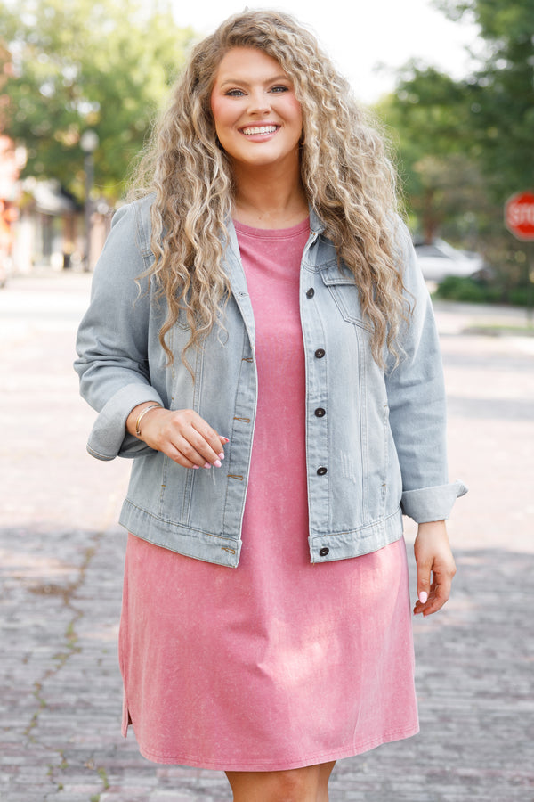 Chic Soul plus size clothing, dark mauve knee length tshirt dress