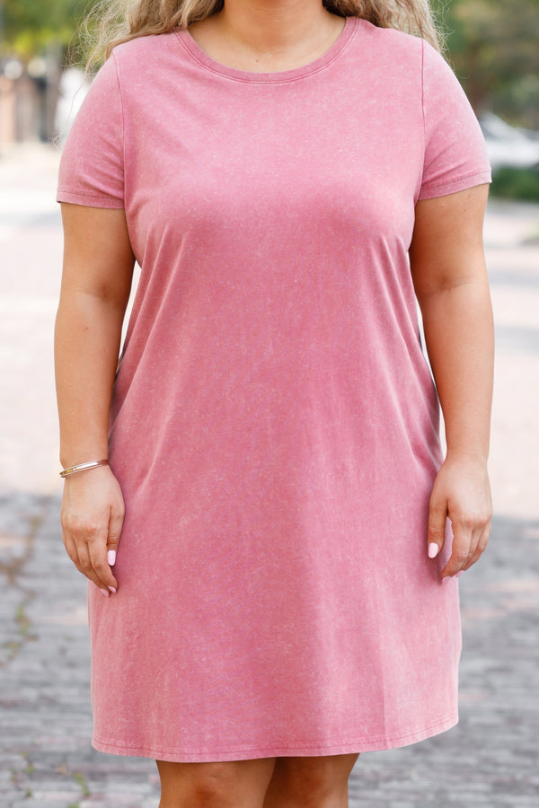 Chic Soul plus size clothing, dark mauve knee length tshirt dress