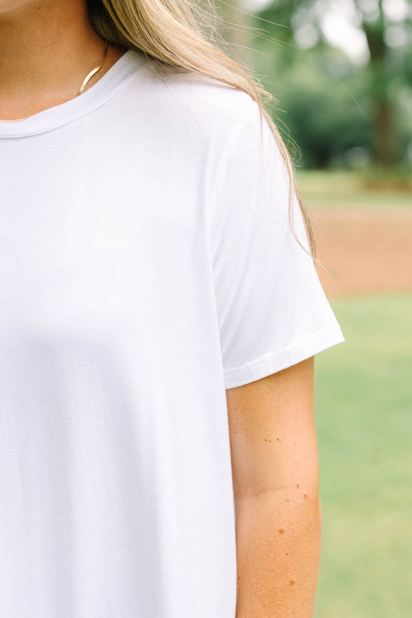 Plus size clothing, solid white crew neck t-shirt
