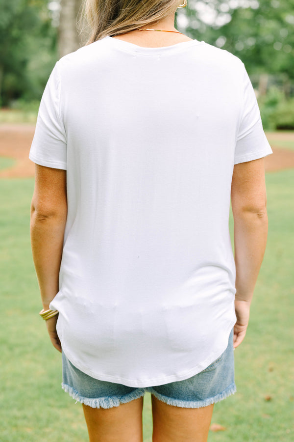 Plus size clothing, solid white crew neck t-shirt