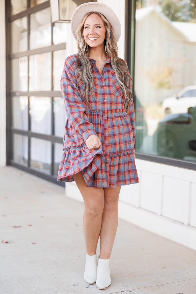 Plaid shop flowy dress