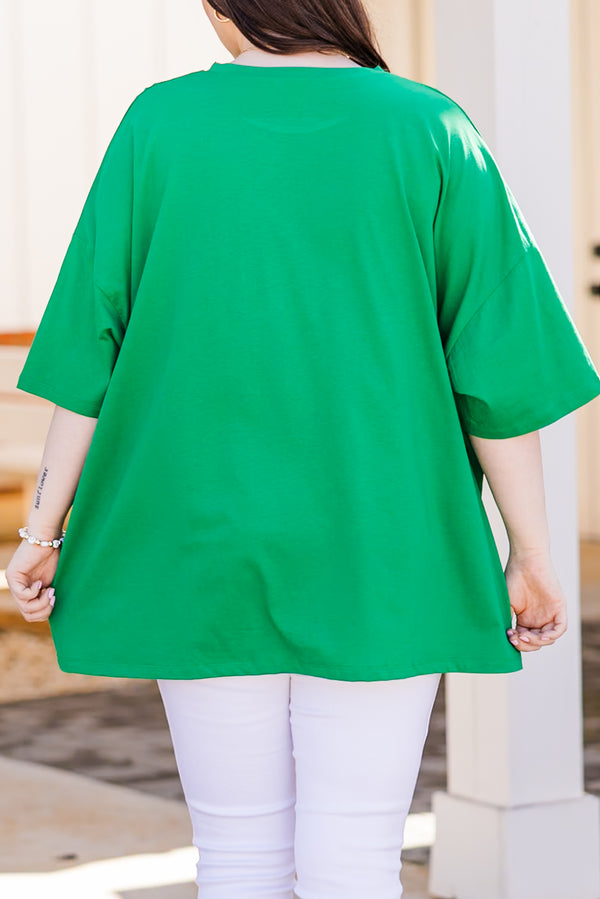 Chic Soul plus size clothing, evergreen boyfriend tee 