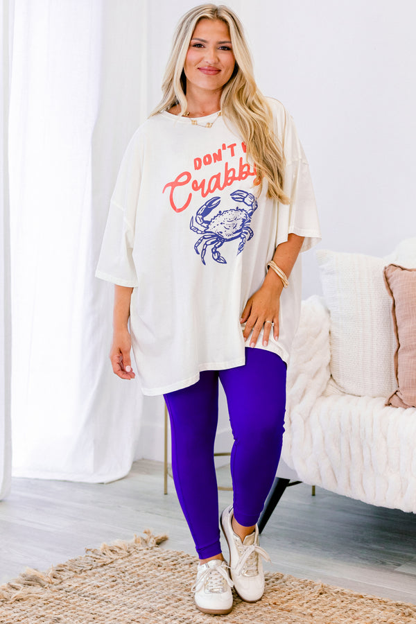 Chic Soul plus size clothing, bright blue ankle length leggings with a thick waistband 