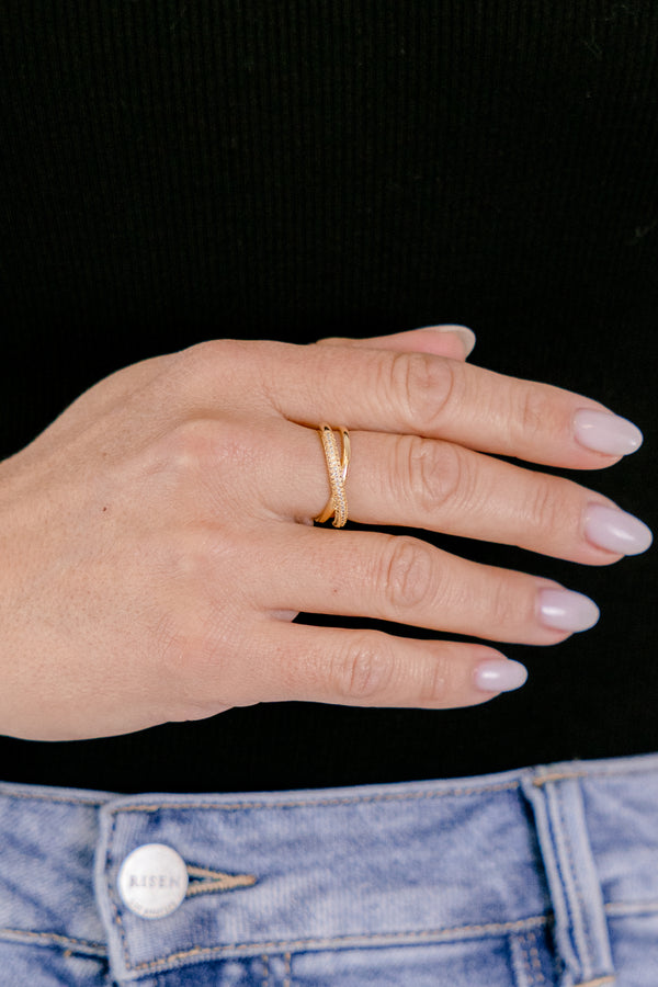 Chic Soul plus size clothing, gold ring with diamond cubic zirconia accents