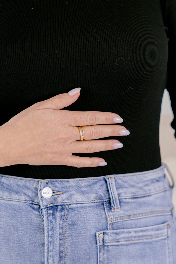 Chic Soul plus size clothing, gold ring with diamond cubic zirconia accents