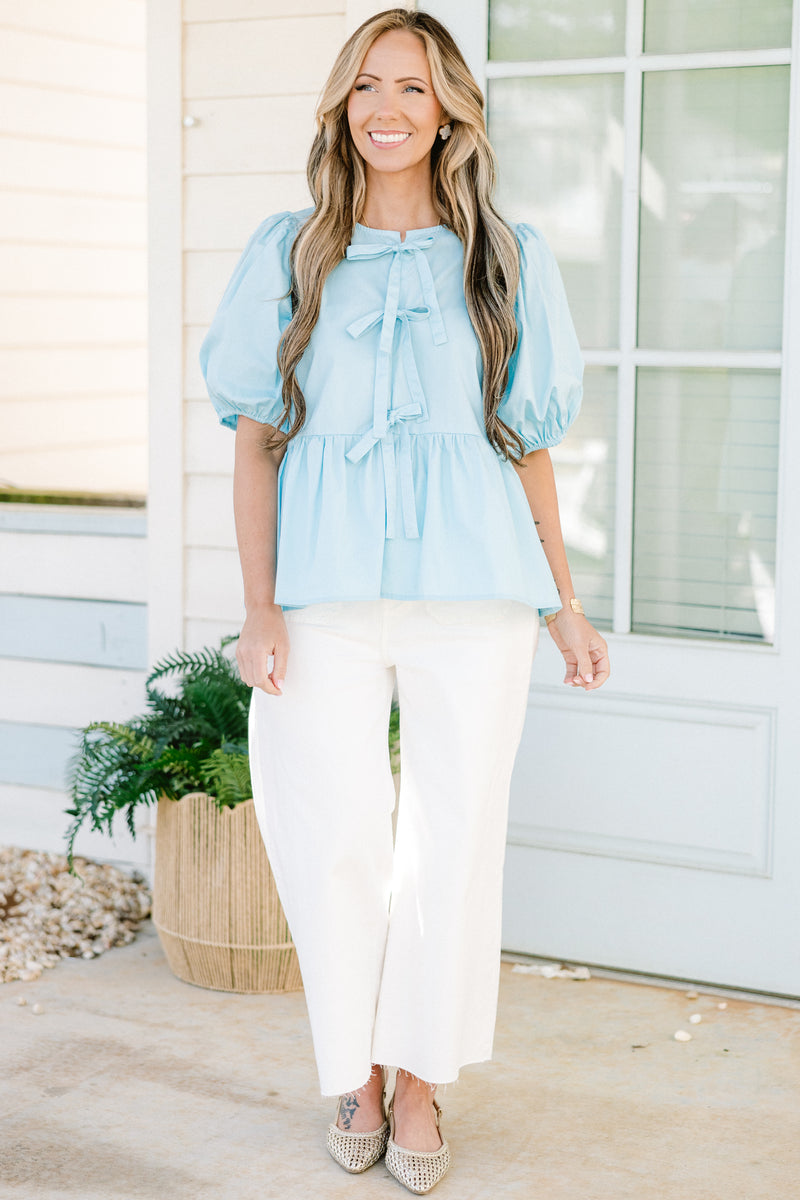 Easy Living Top, Light Blue Chic Soul Easy Living Top, Light Blue Chic Soul