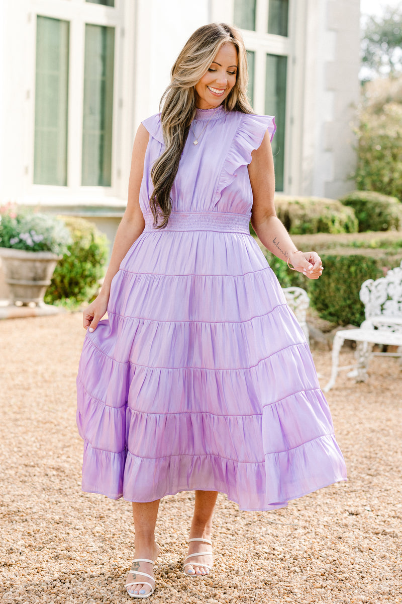 lilac bridesmaid dresses midi Women's Enchanted To Meet You Dress, Purple
