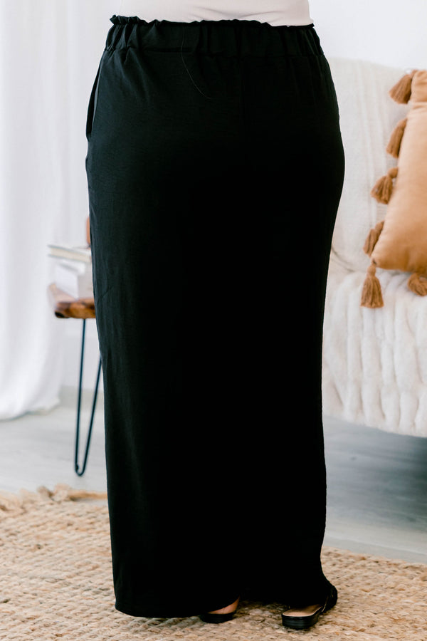 Chic Soul plus size clothing, black long pants with stretchy waistband