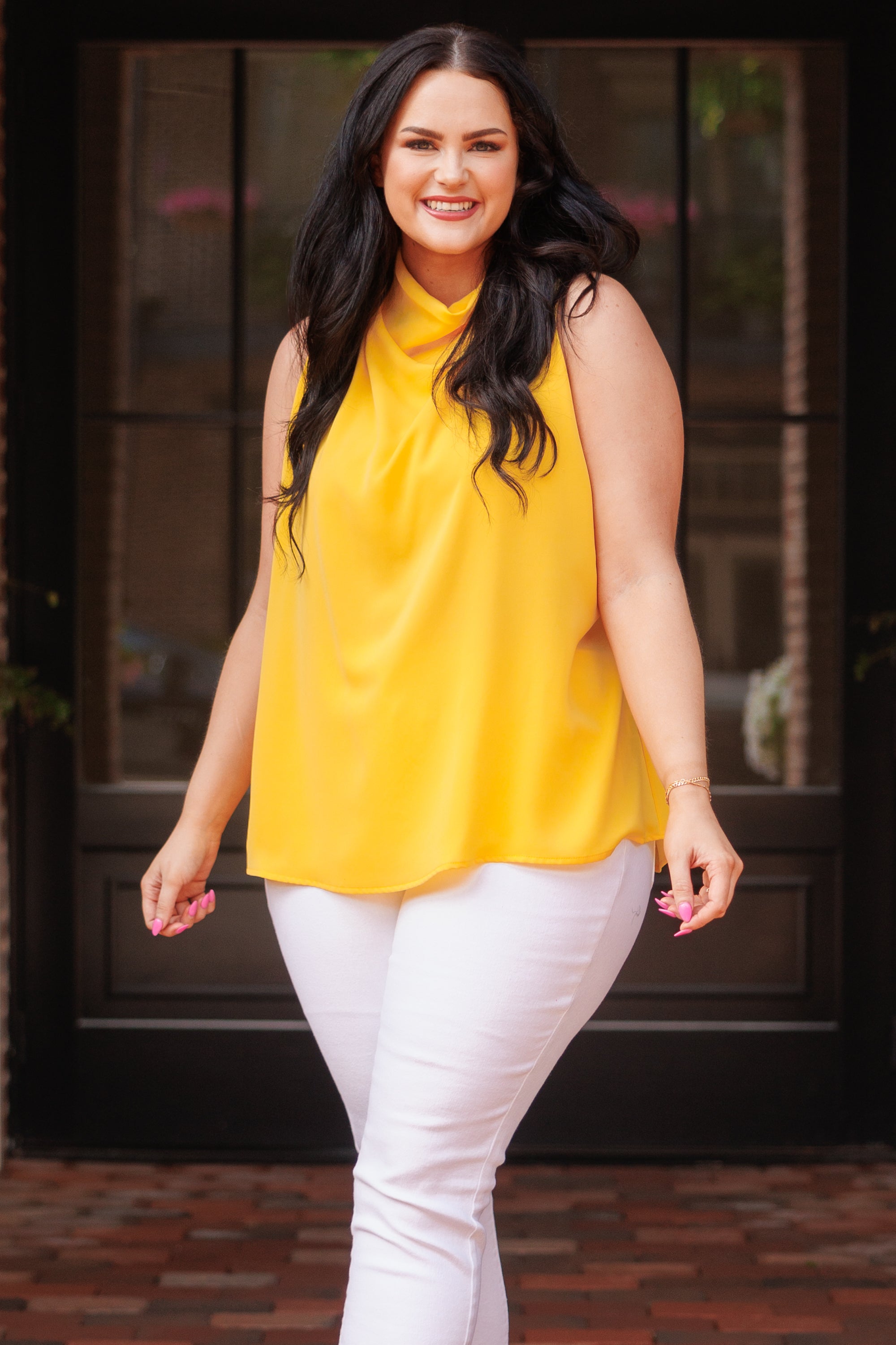 pale yellow plus size tops