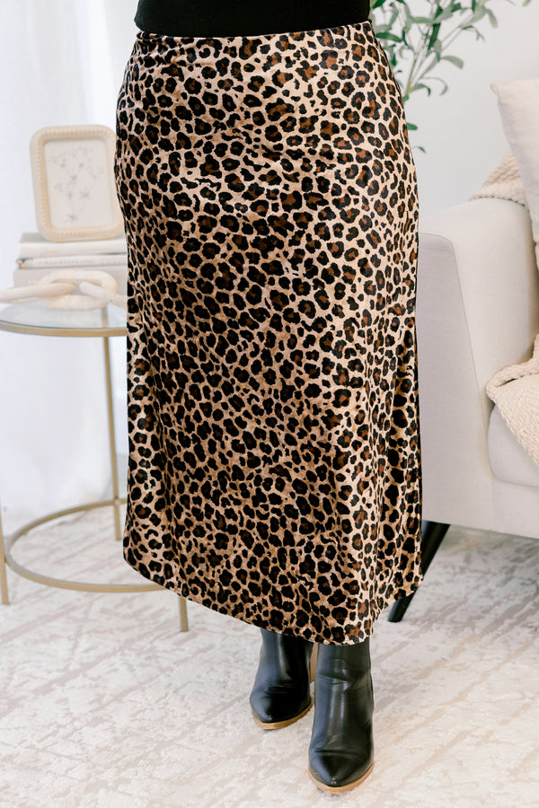 Chic Soul plus size clothing, leopard velvet maxi skirt