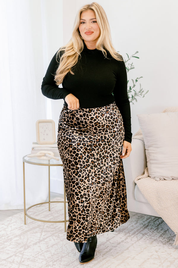 Chic Soul plus size clothing, leopard velvet maxi skirt