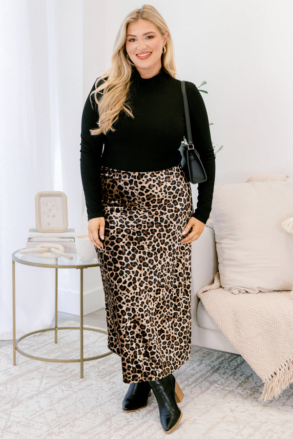 Chic Soul plus size clothing, leopard velvet maxi skirt