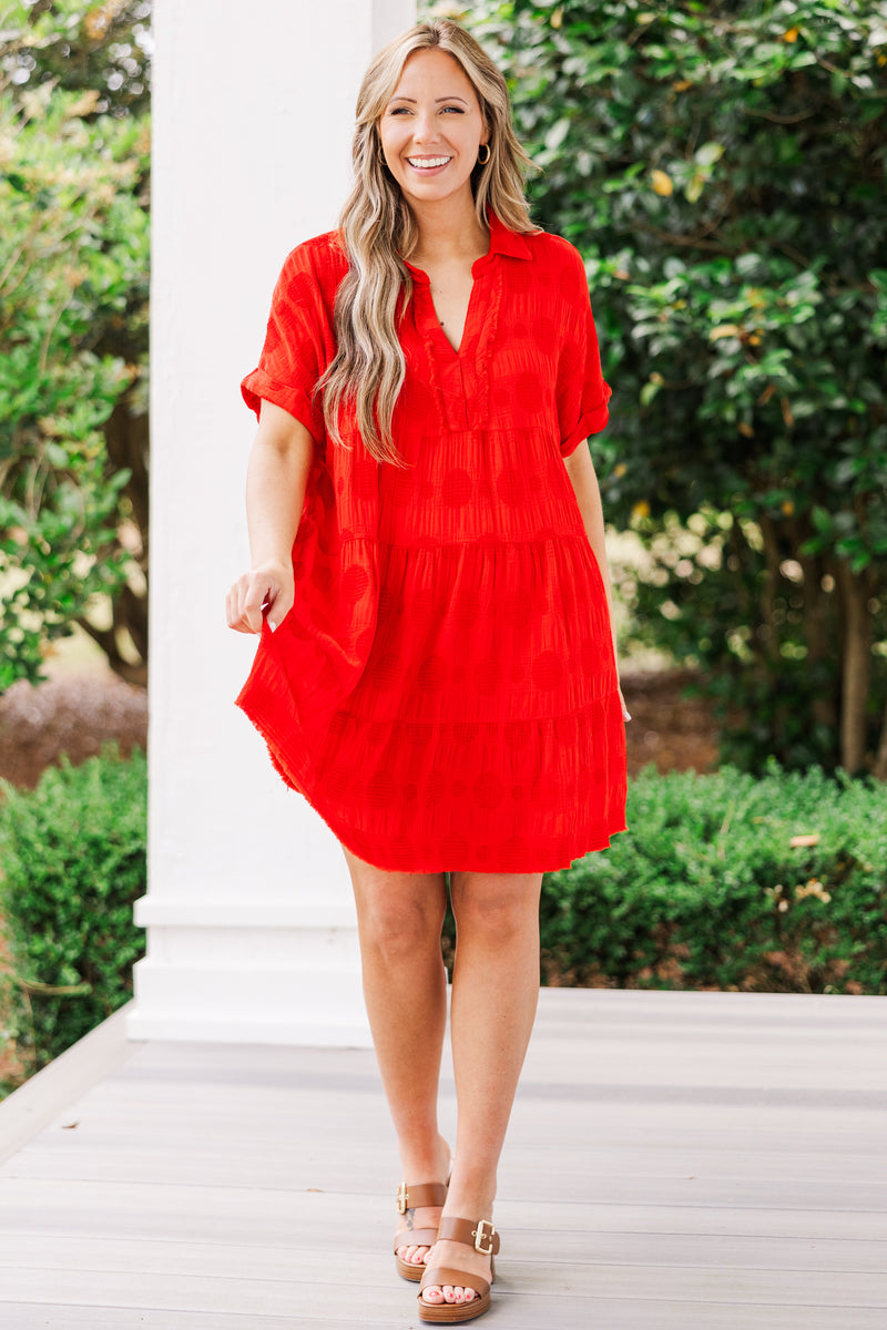 collared red dress with short sleeves Sweet Breeze Dress, Red  Chic Soul