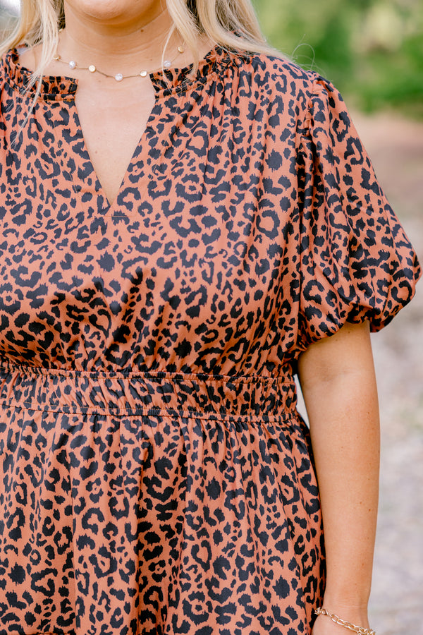 Chic Soul plus size clothing, short bubble sleeve leopard print tiered maxi dress