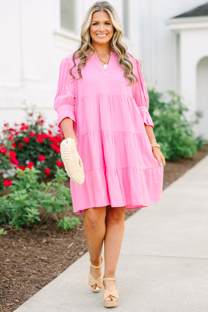 pink babydoll dress plus size Final Sale Plus Size Sleeveless Baby Doll Dress in Pink Fuchsia