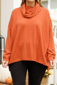 Plus Size Cowl Neck Sweater Size 1x, 2x, 3x Burnt Orange Spice