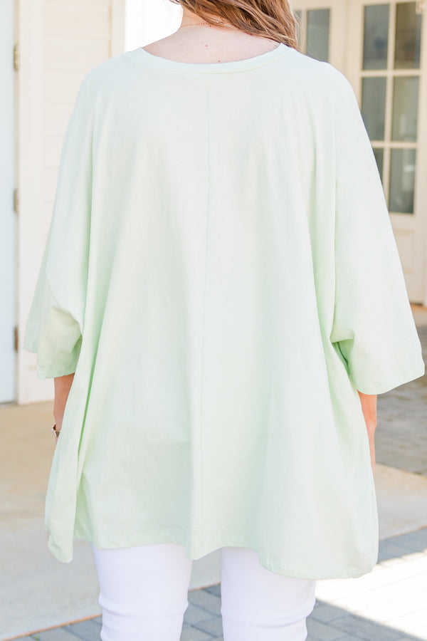 Chic Soul plus size clothing, cream mint short sleeve boyfriend tee with 