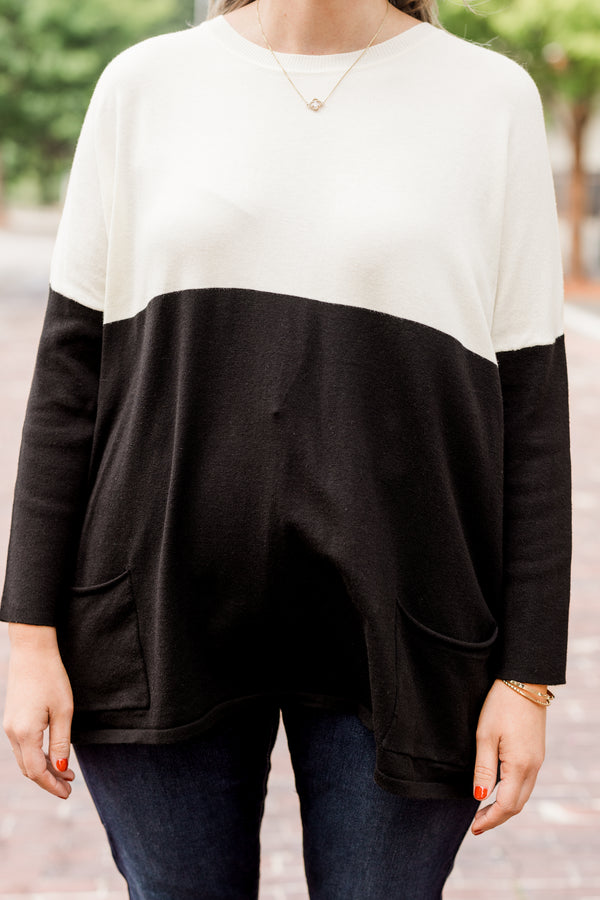 Smooth Talking Sweater, Ivory-Black