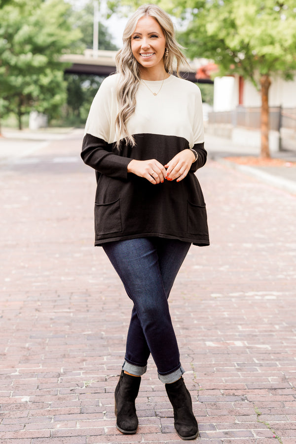 Smooth Talking Sweater, Ivory-Black