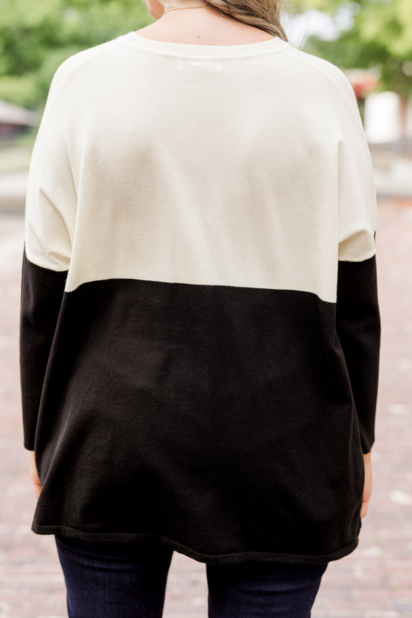 Smooth Talking Sweater, Ivory-Black