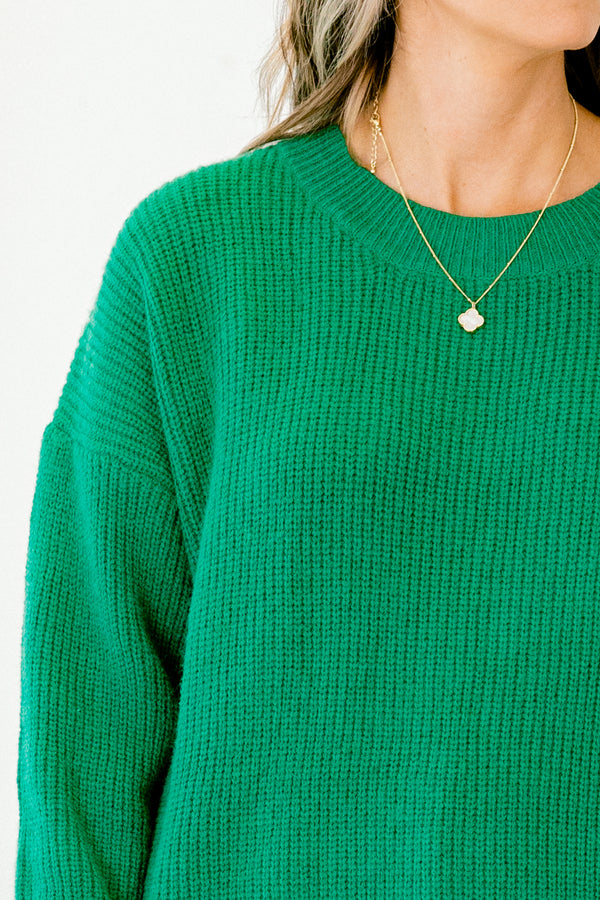 Chic Soul plus size clothing, green long sleeve sweater with a ribbed texture 