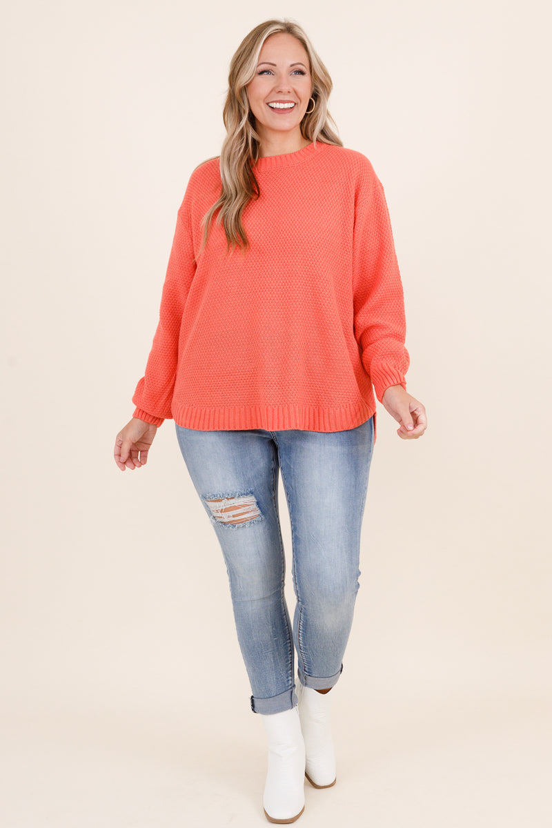 Fall For Me Sweater, Deep Coral – Chic Soul