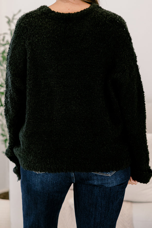 Chic Soul plus size clothing, black long sleeve crewneck fuzzy sweater