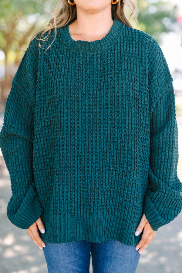 Chic Soul plus size clothing, chunky knit dark green long sleeve sweater