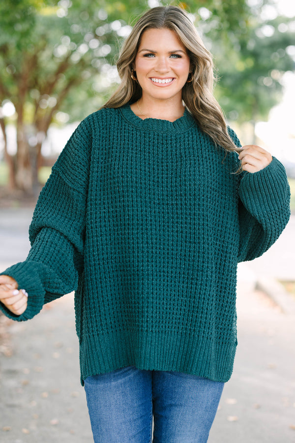 Chic Soul plus size clothing, chunky knit dark green long sleeve sweater