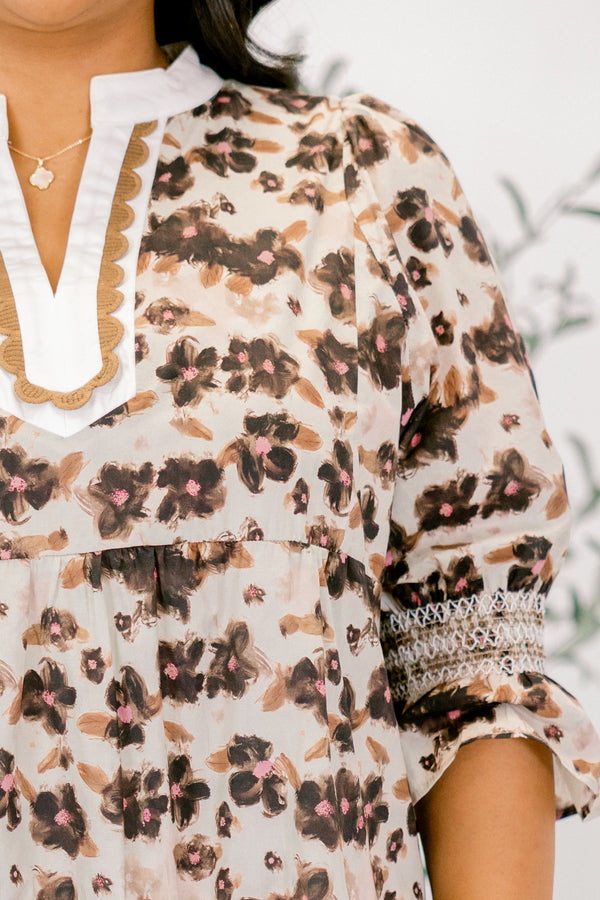 Feeling Like Herself Dress, Taupe