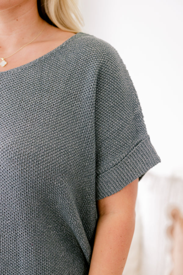 Chic Soul plus size clothing, ash jade short sleeve sweater with cuffed sleeves