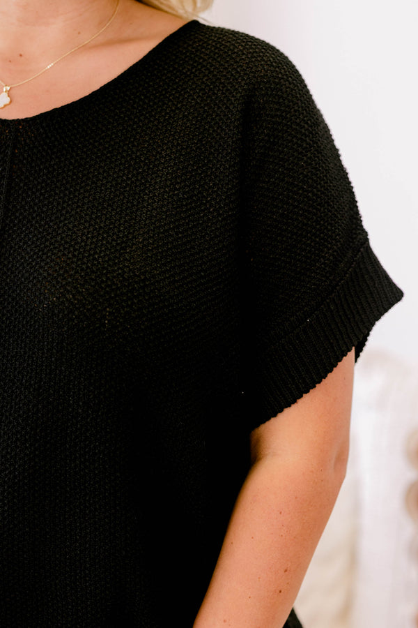 Chic Soul plus size clothing, black short sleeve sweater top