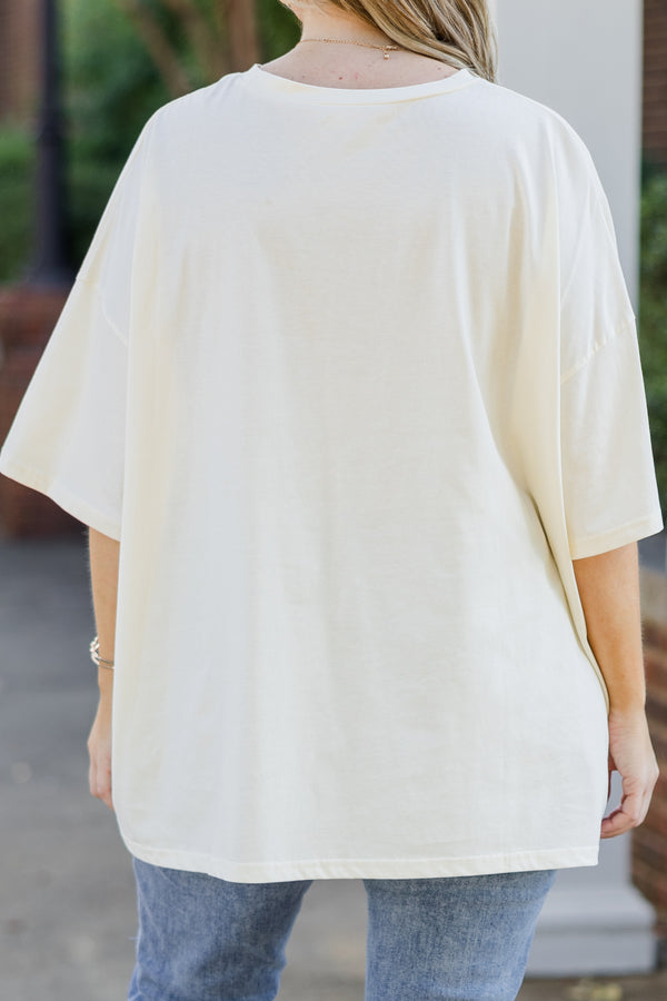 Chic Soul plus size clothing, ivory short sleeve boyfriend tee with leopard printed pumpkins with black bows graphic design