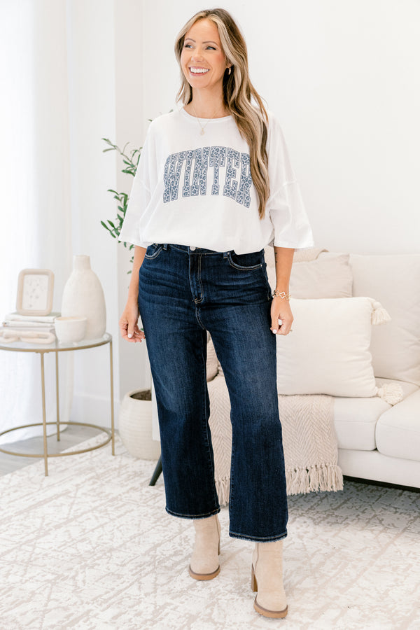 Chic Soul plus size clothing, white short sleeve boyfriend tee with 