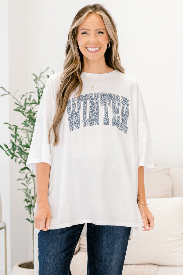 Chic Soul plus size clothing, white short sleeve boyfriend tee with 