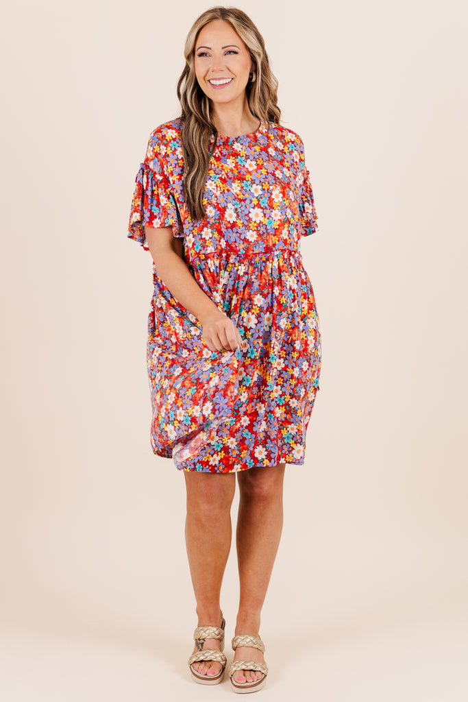 Fire Flower Babydoll Dress, Red – Chic Soul