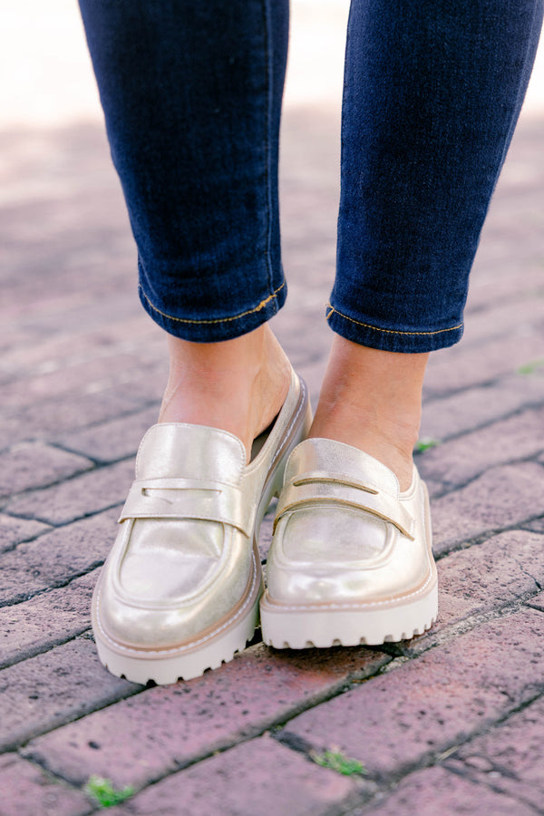 Chic Soul plus size clothing, gold and white sole loafers