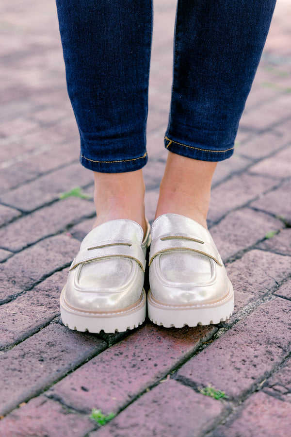 Chic Soul plus size clothing, gold and white sole loafers