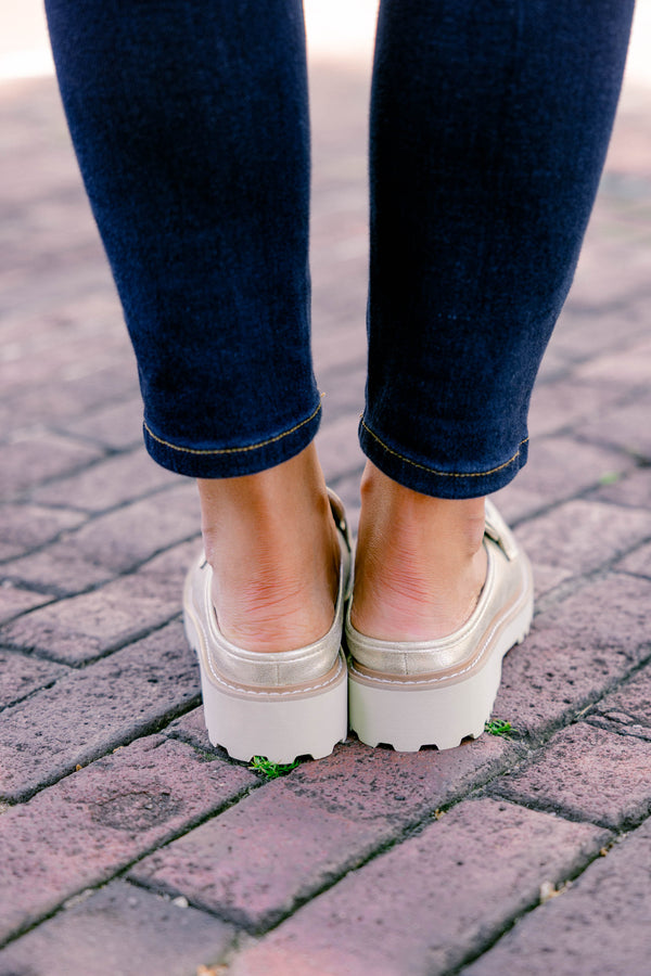 Chic Soul plus size clothing, gold and white sole loafers